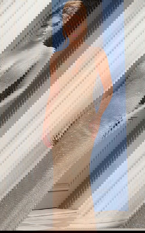 gold high slit v neckline sexy dress 39252