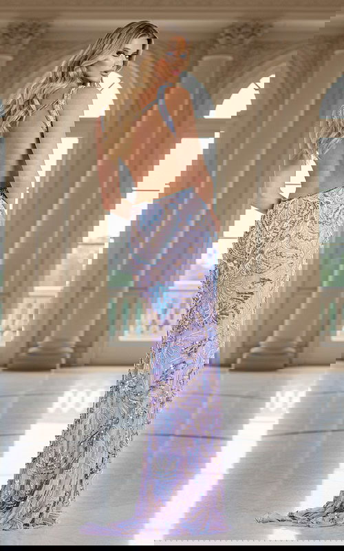 backless fitted dress with high slit 45533