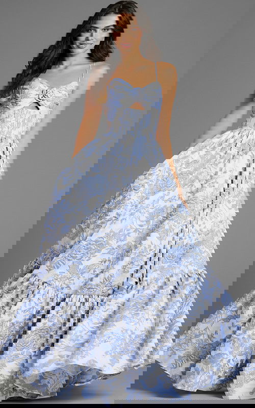 cut out blue floral dress 47328