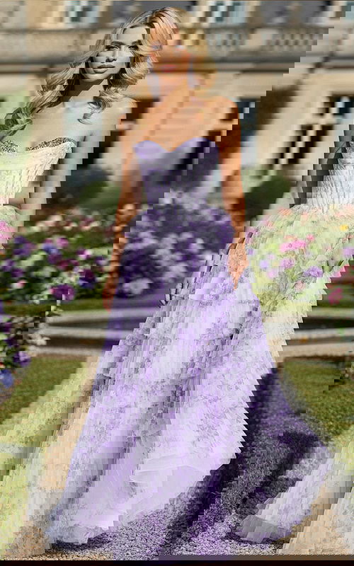 lilac strapless flowy dress 47440