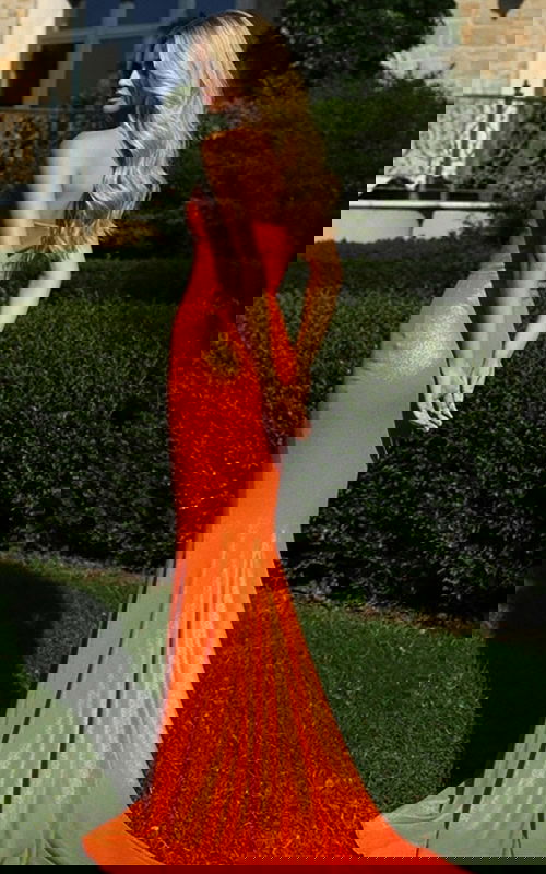 orange mermaid dress 48498