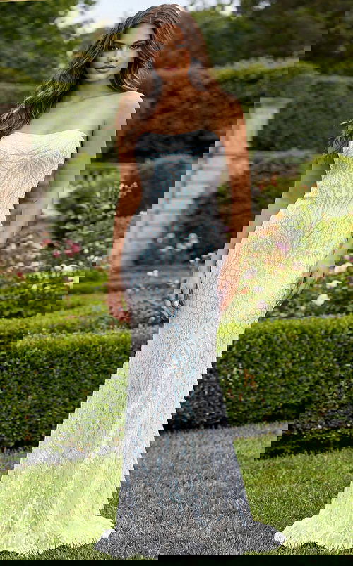 Strapless beaded mermaid gown with sculpted fitted silhouette and sequin details