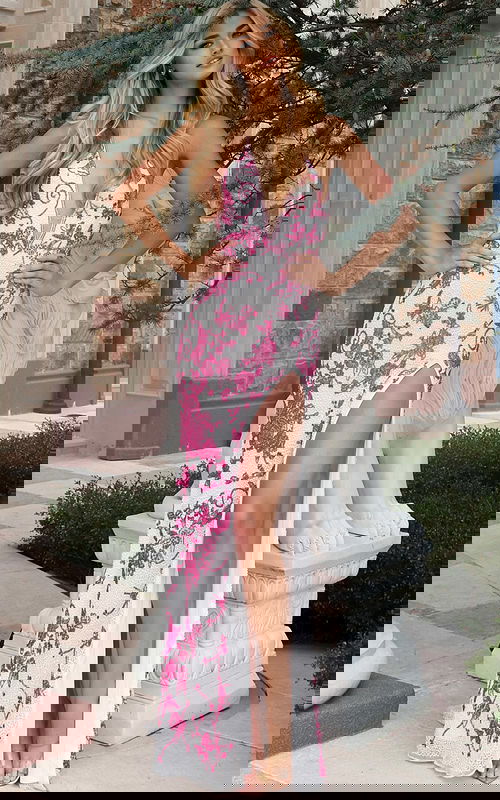 high slit v neckline dress 49812